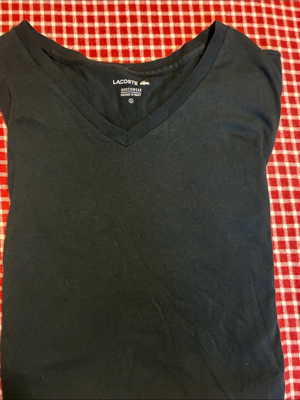 Lacoste Black V-Neck Shirt size xl fits a large